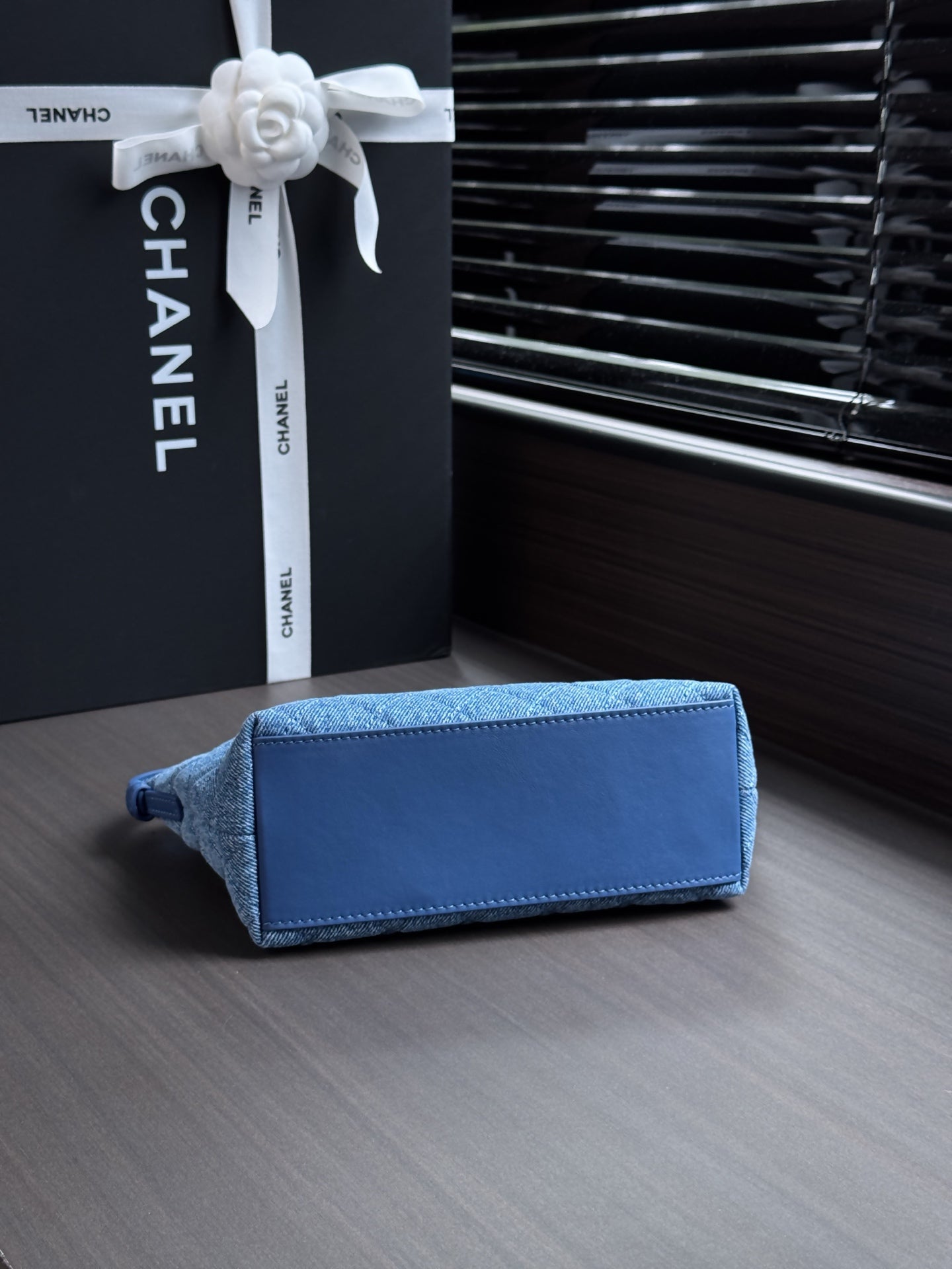 Chanel 2026 Clutch Bag 26cm Blue Denim Leather