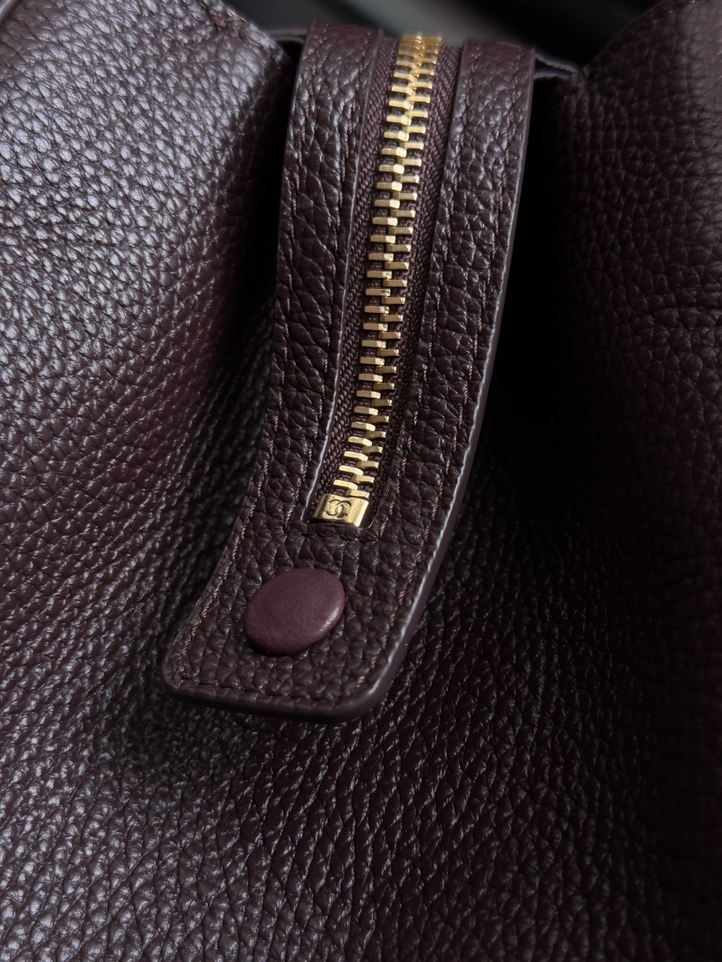 Chane 2026 Large Shopping Bag 46cm Dark Burgundy Calfskin