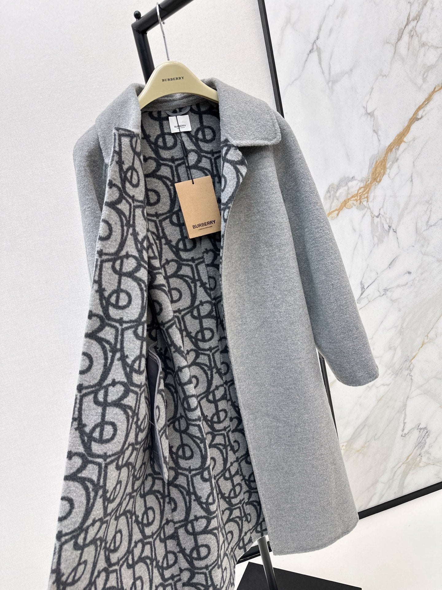 Burberry 25 Long Coat Gray Wool