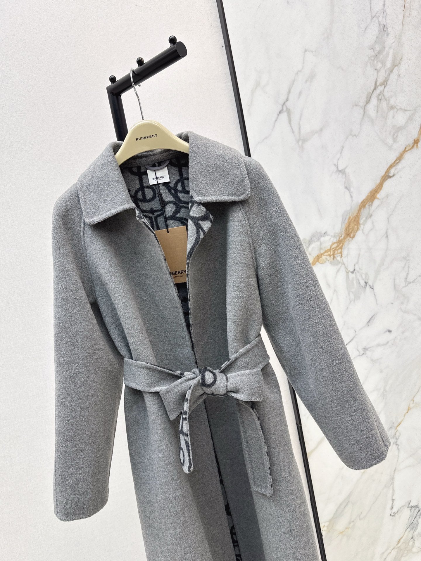 Burberry 25 Long Coat Gray Wool