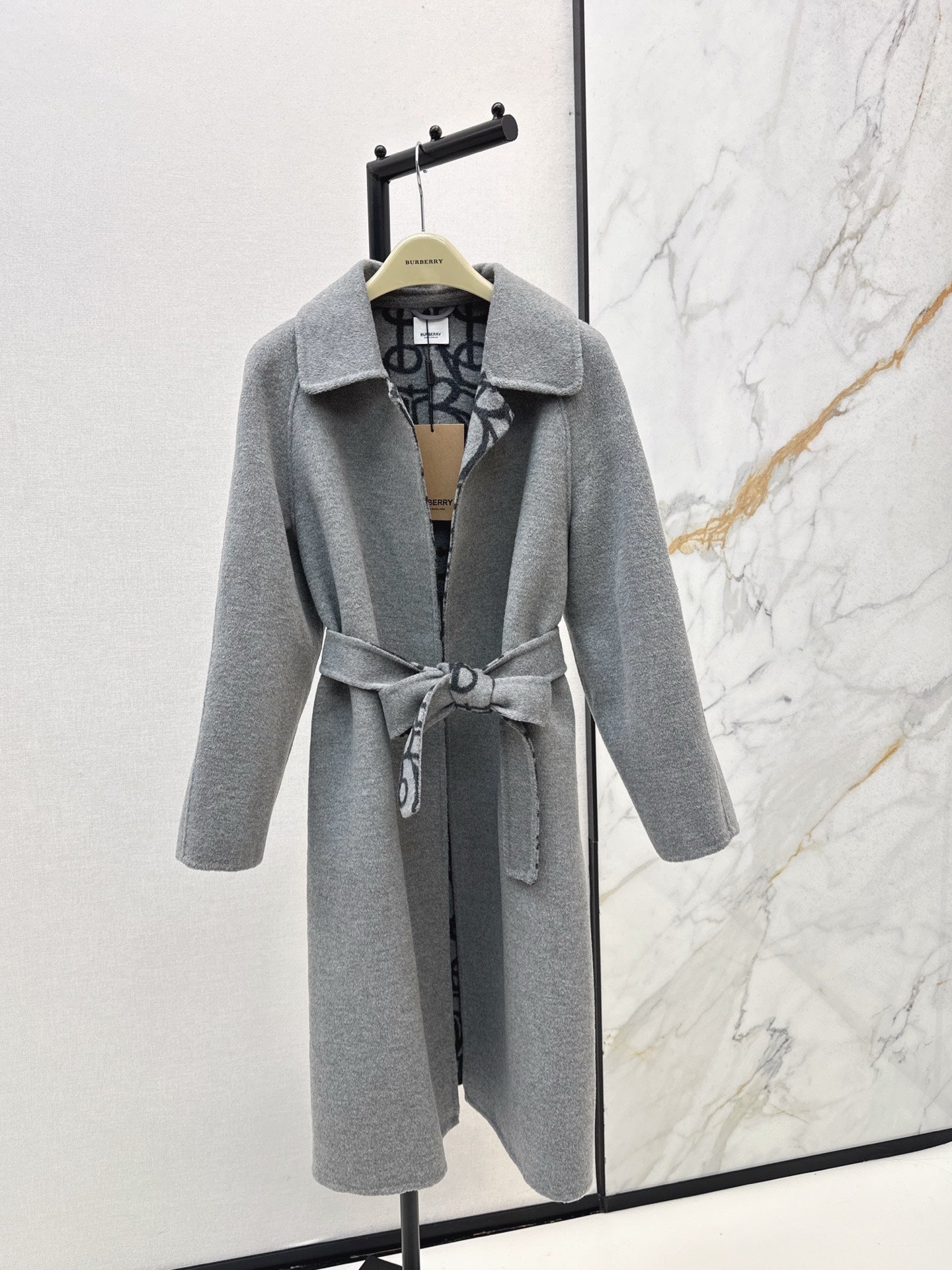 Burberry 25 Long Coat Gray Wool
