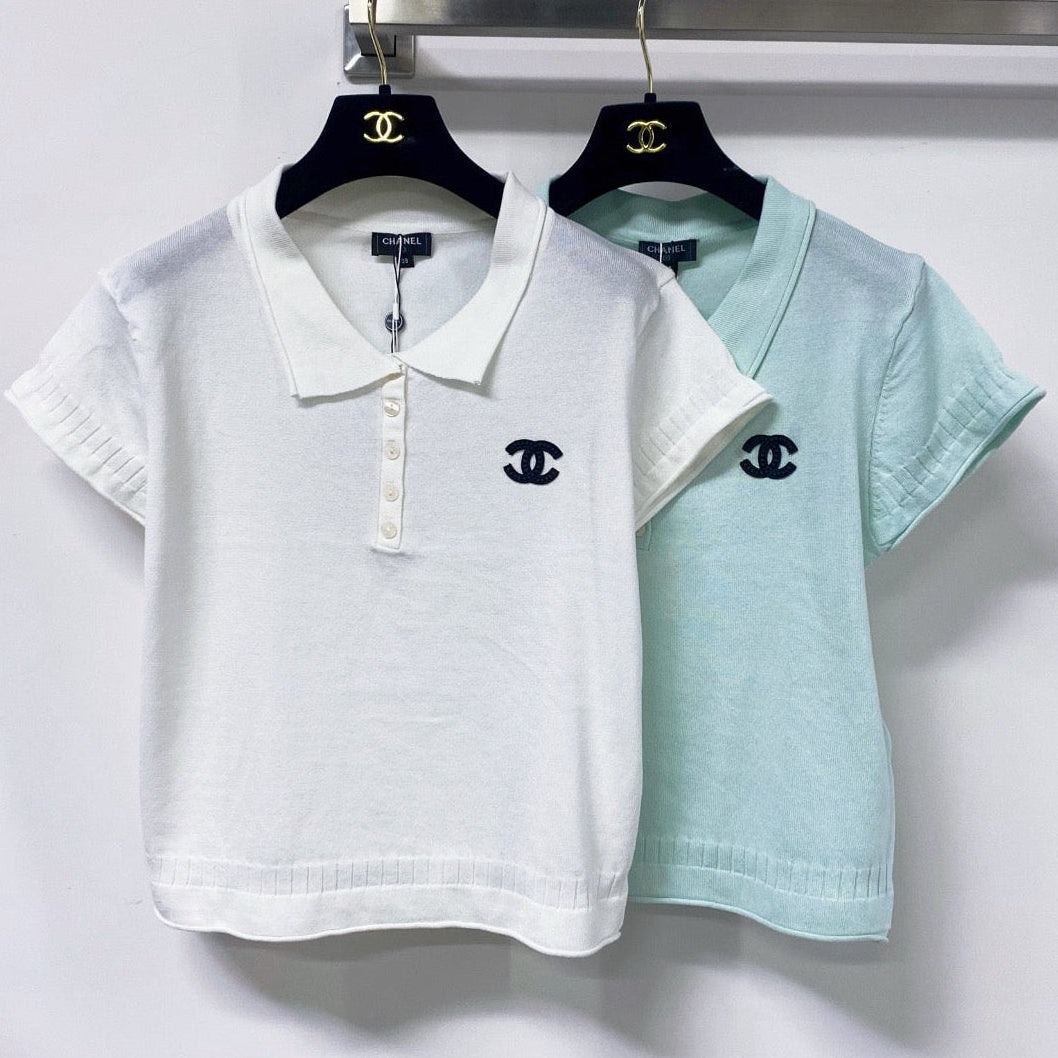 Chanel 2026 Short-Sleeve Knit Polo Shirt Wool Laine 479887