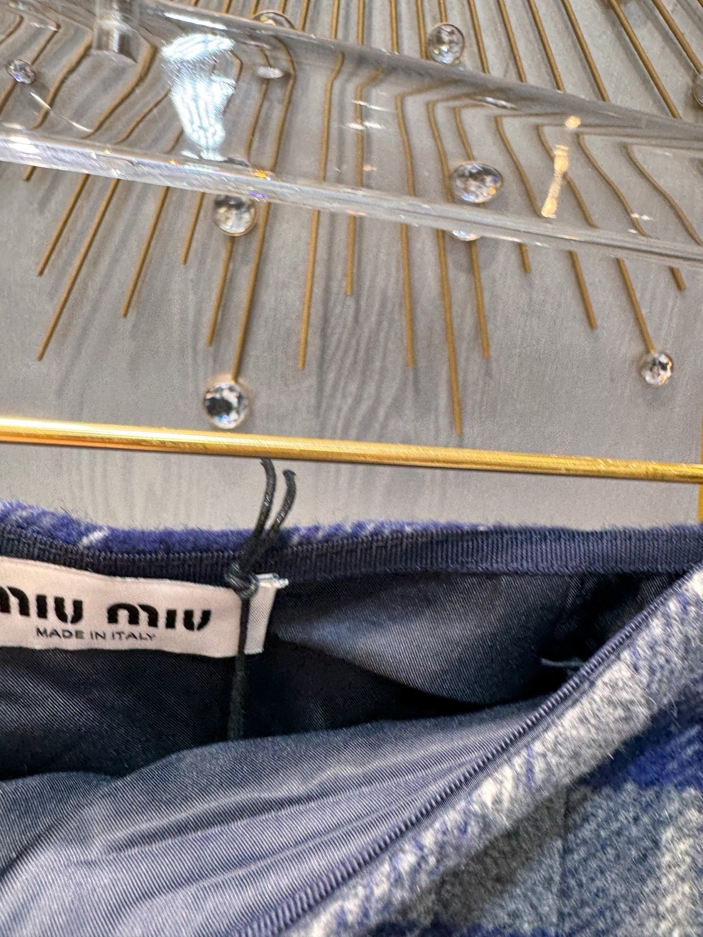 Miumiu 2026 Plaid Midi Skirt Blue-Gray Wool Viscose