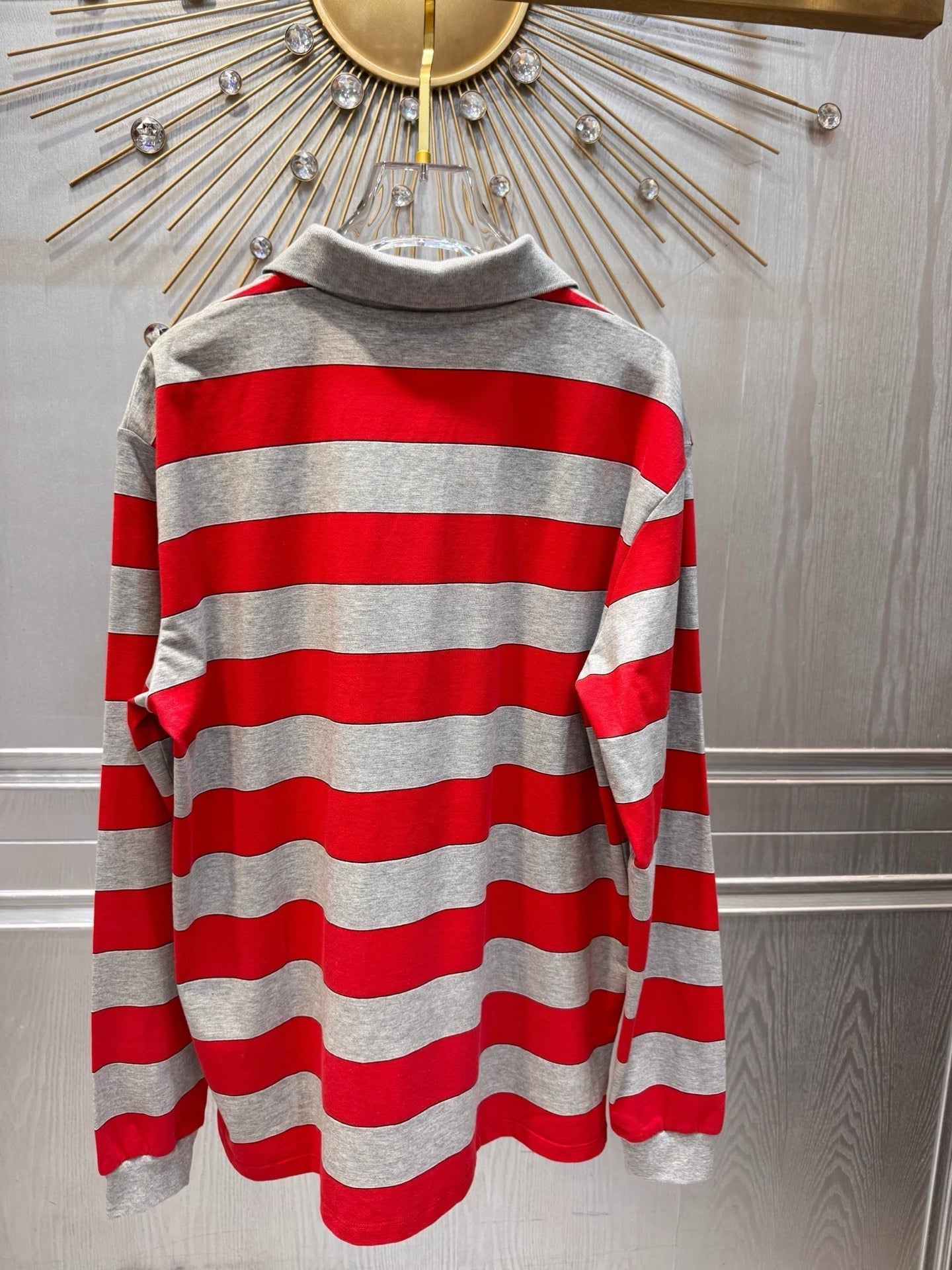 Miumiu 2026 Striped Polo Shirt Red and Grey Cotton