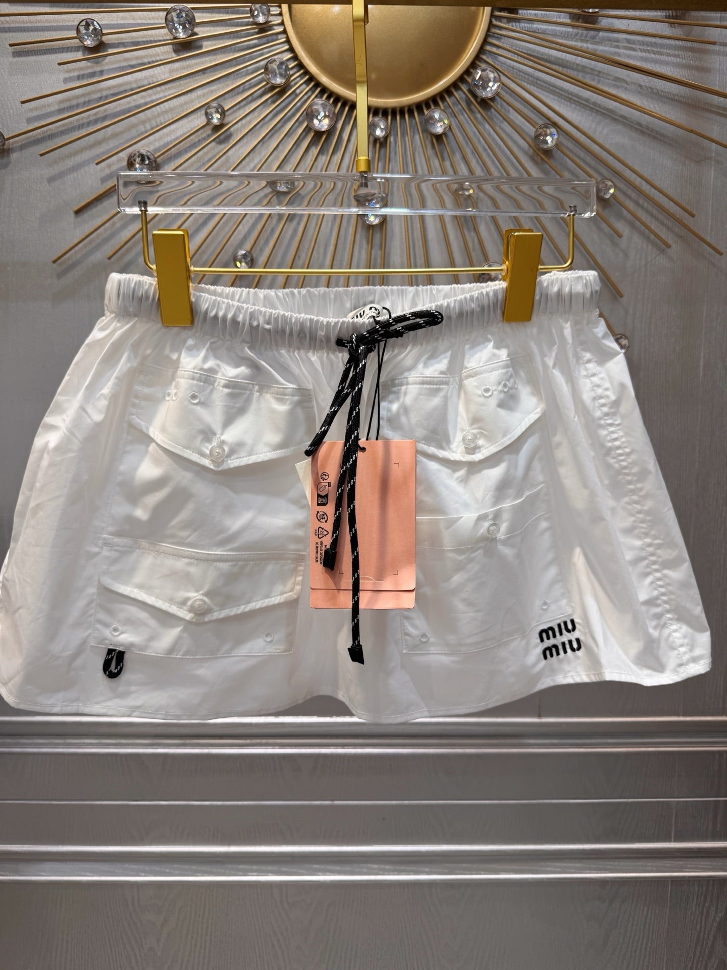 Miumiu 2026 Mini Skirt With Elasticated Waist White Cotton