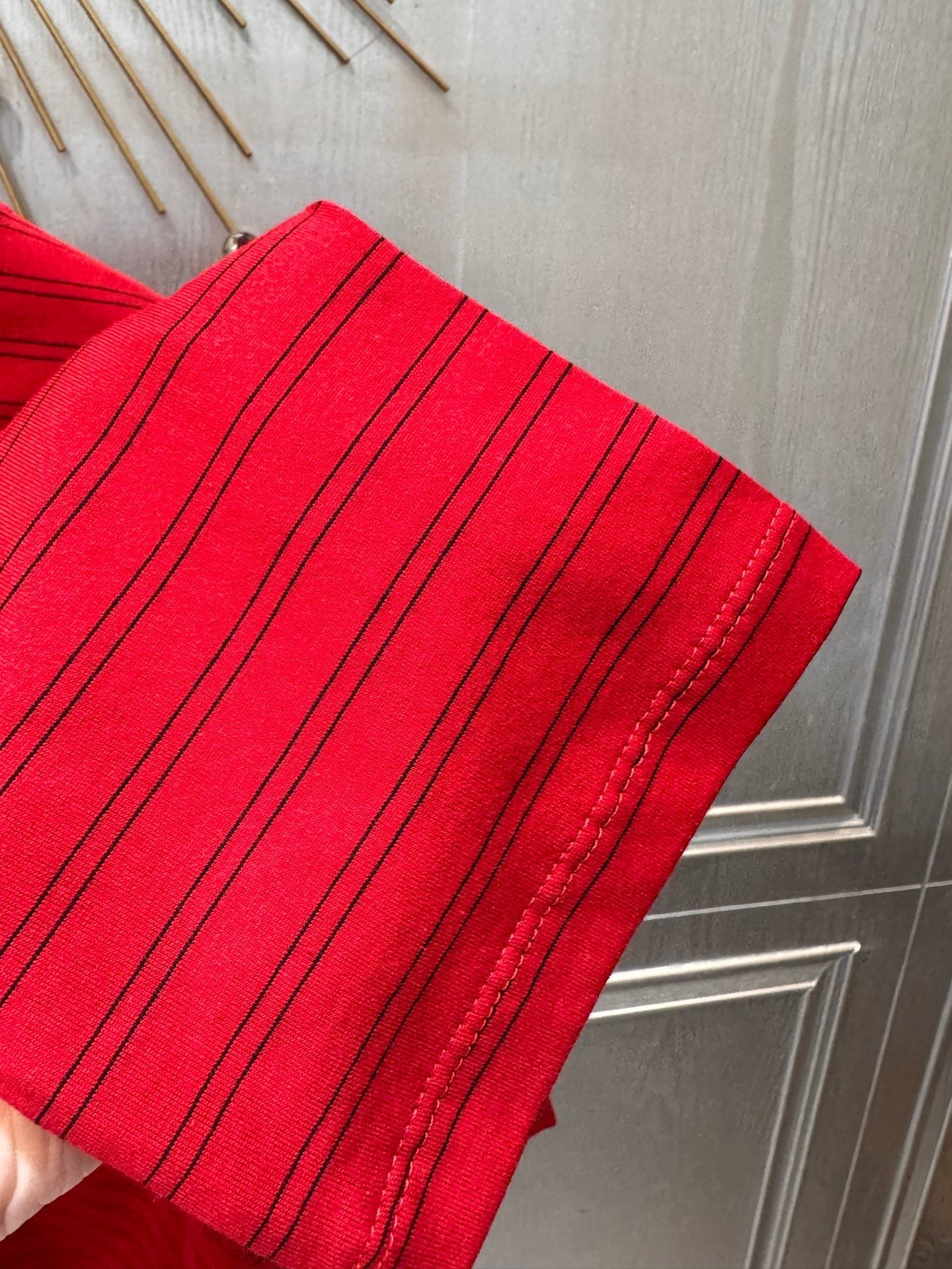 Miumiu 2026 Striped Long-Sleeve T-Shirt Red Cotton