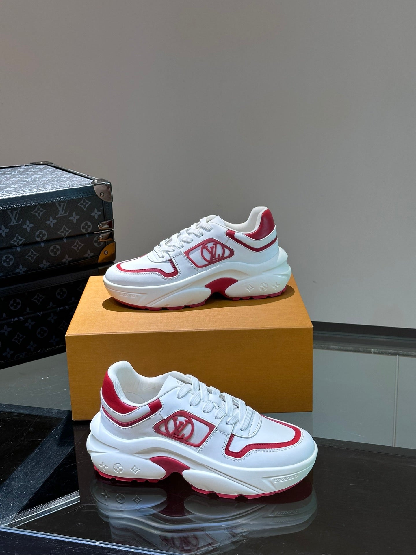 NEO RUN AWAY SNEAKER WHITE MIX RED CALFSKIN