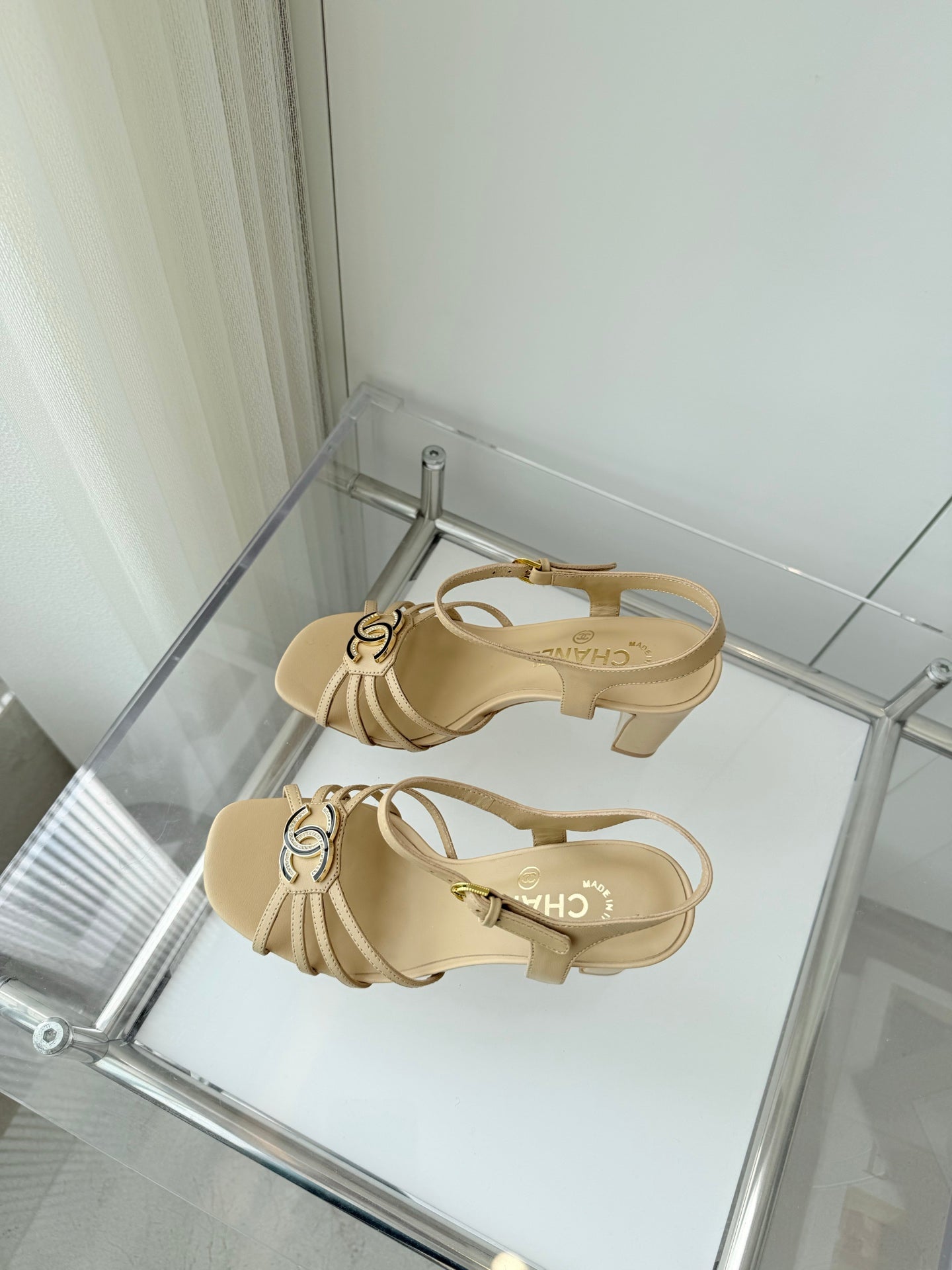 Chanel 2026 Slingback Square Heels 8.5cm Leather Sheepskin 823415