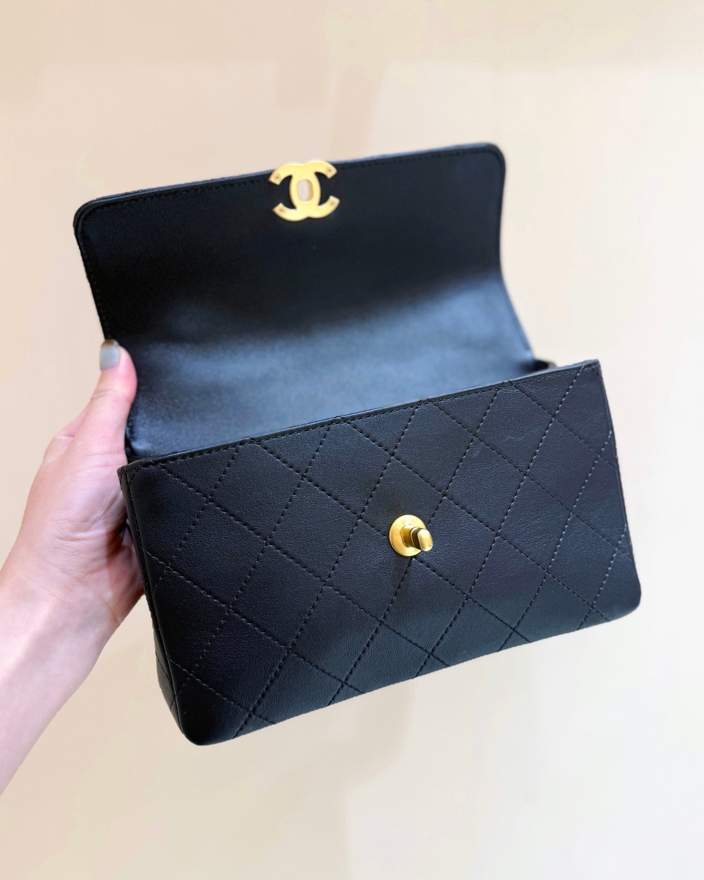 Chanel 2026 Double Straps Bag 22.5cm Black Lambskin