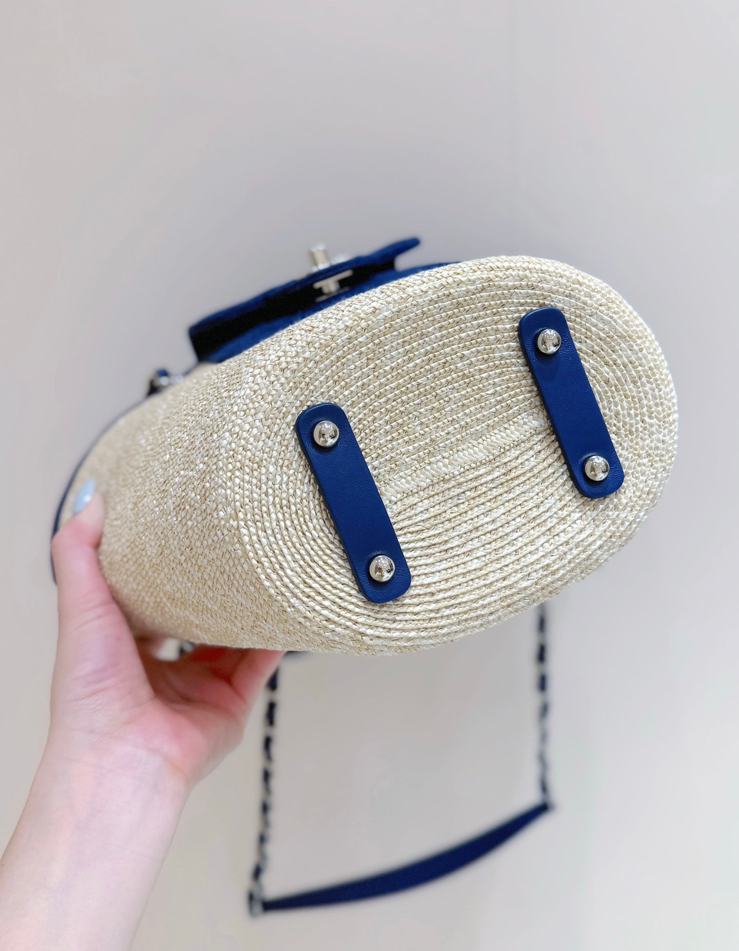 Chanel 2026 Shopping Bag 39cm Beige mix Blue Straw Denim