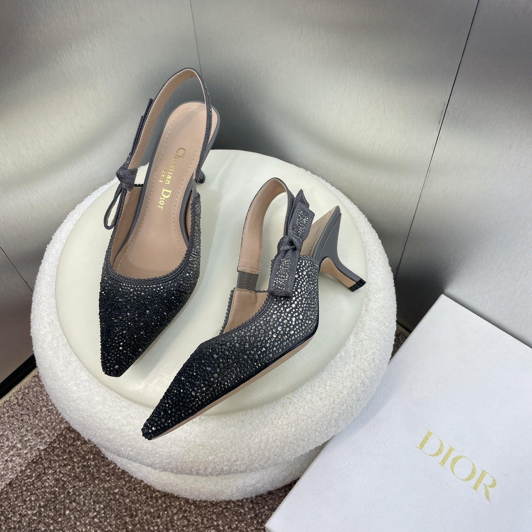 cd slingback pump 65 opaque black calfskin resin pearl