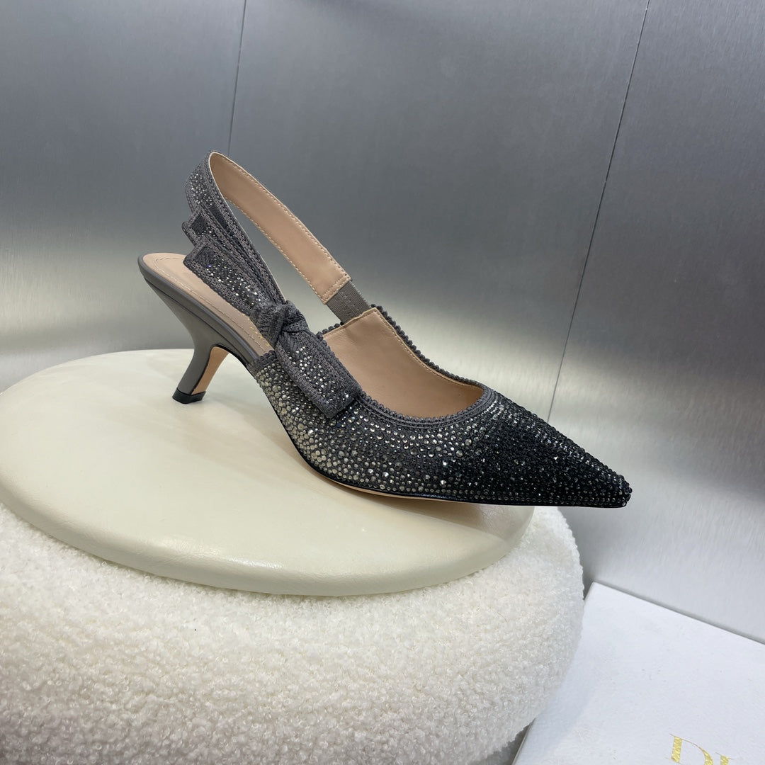 cd slingback pump 65 opaque black calfskin resin pearl