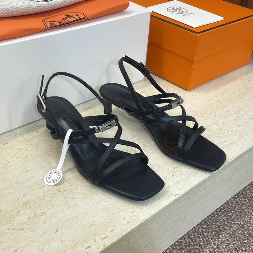 HM 26ss Kelly Silver Buckle Sandals Calfskin