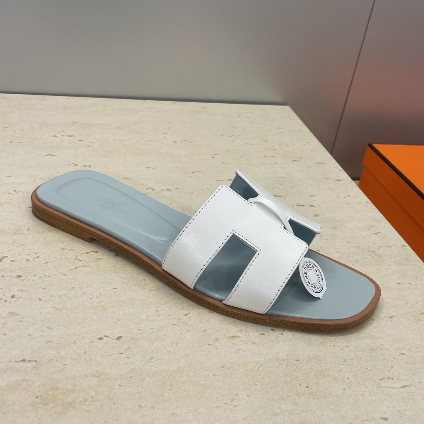 HM 26ss Oran Sandals Baby Blue White Calfskin 607224