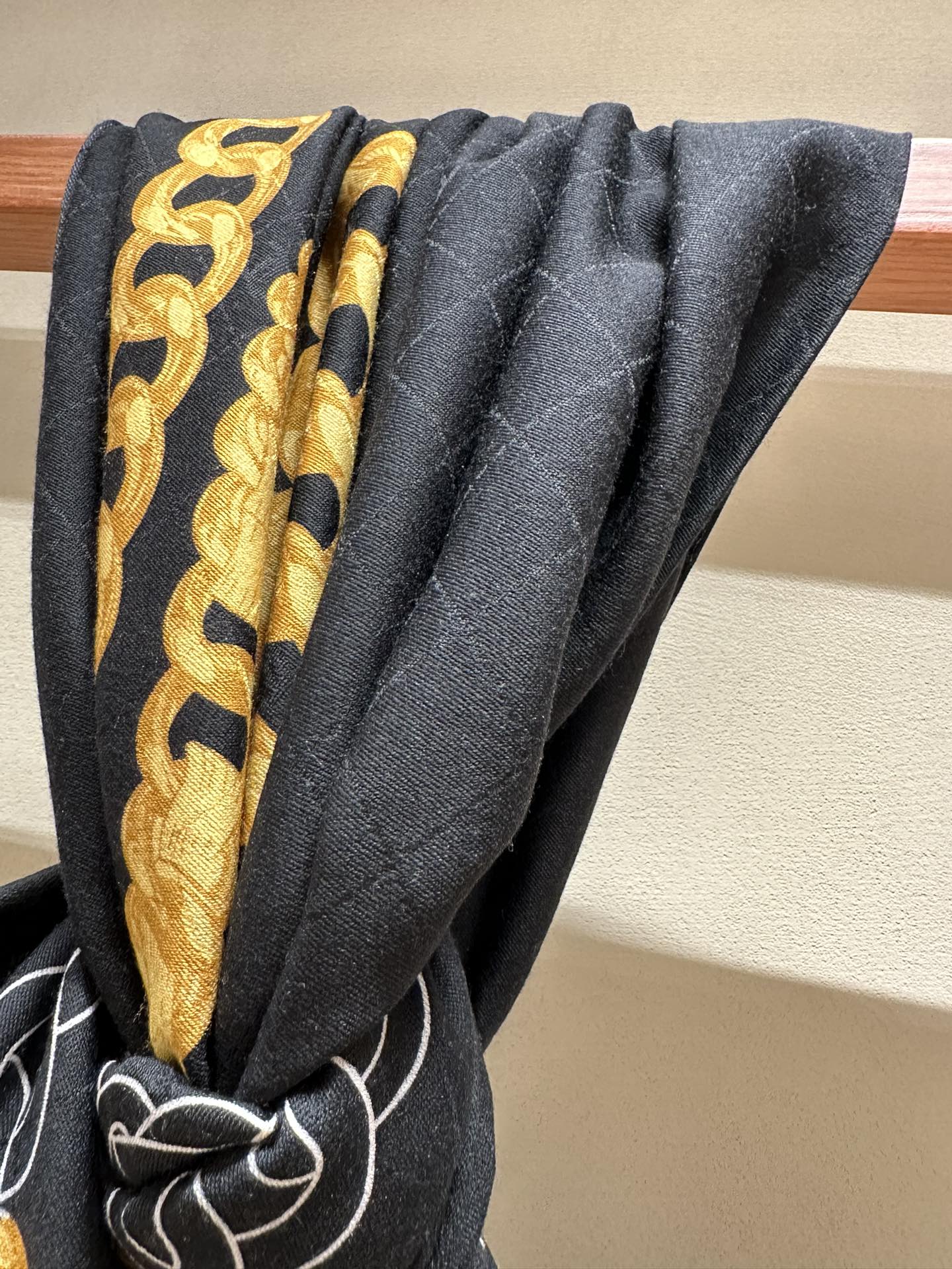 CC Square Scarf 140 CM In Black Mix Yellow White Velvet Fabric 420128