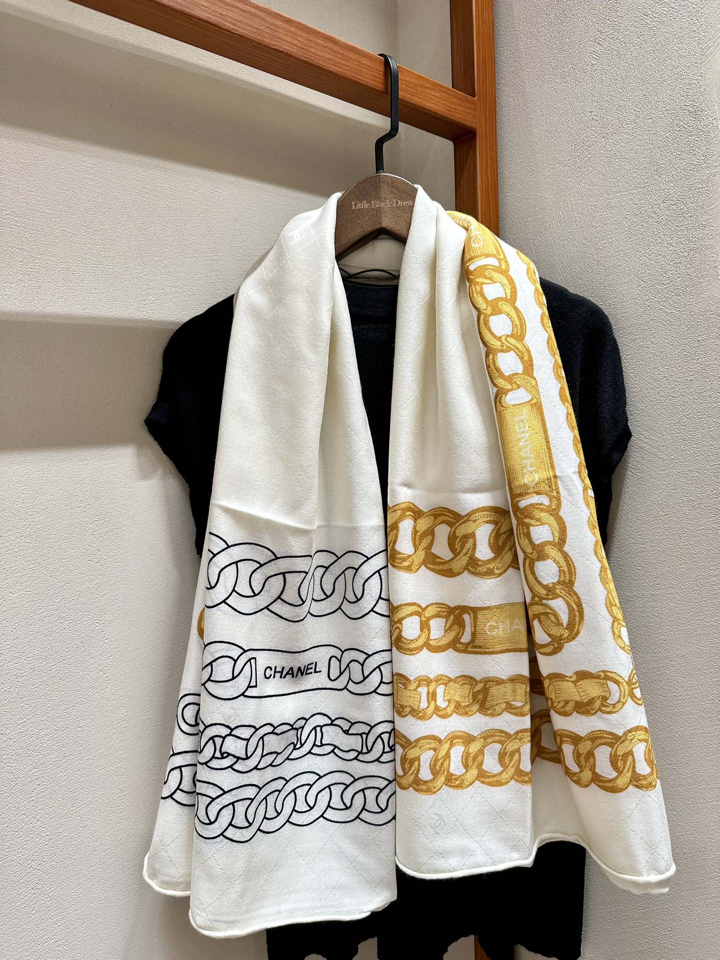 CC Square Scarf 140 CM In White Mix Yellow Black Velvet Fabric 420129