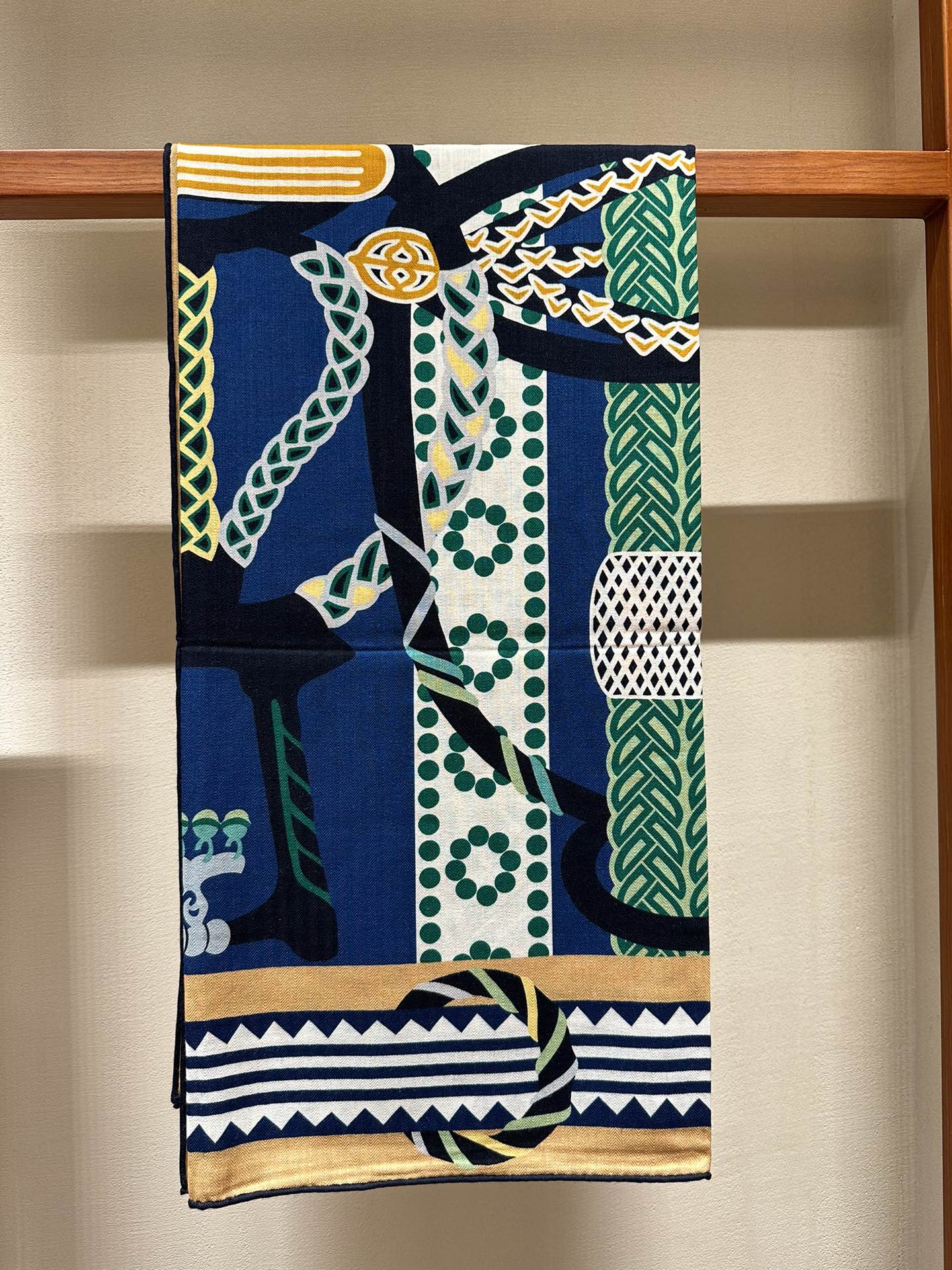 Fantaisie d'Etriers Shawl 140 CM Green Mix Blue Colorful Silk