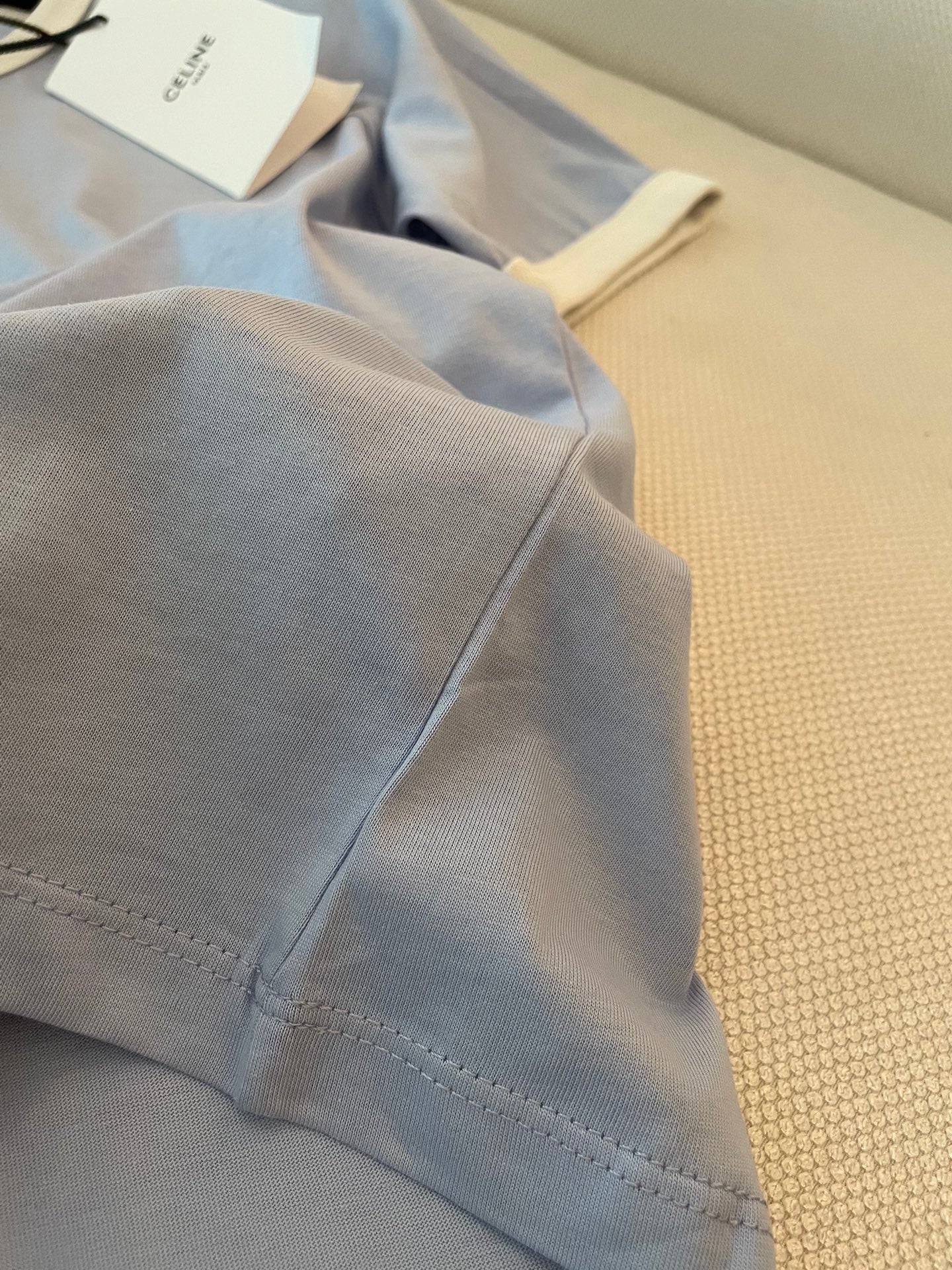 Celine T-shirt Light Blue mix White Cotton