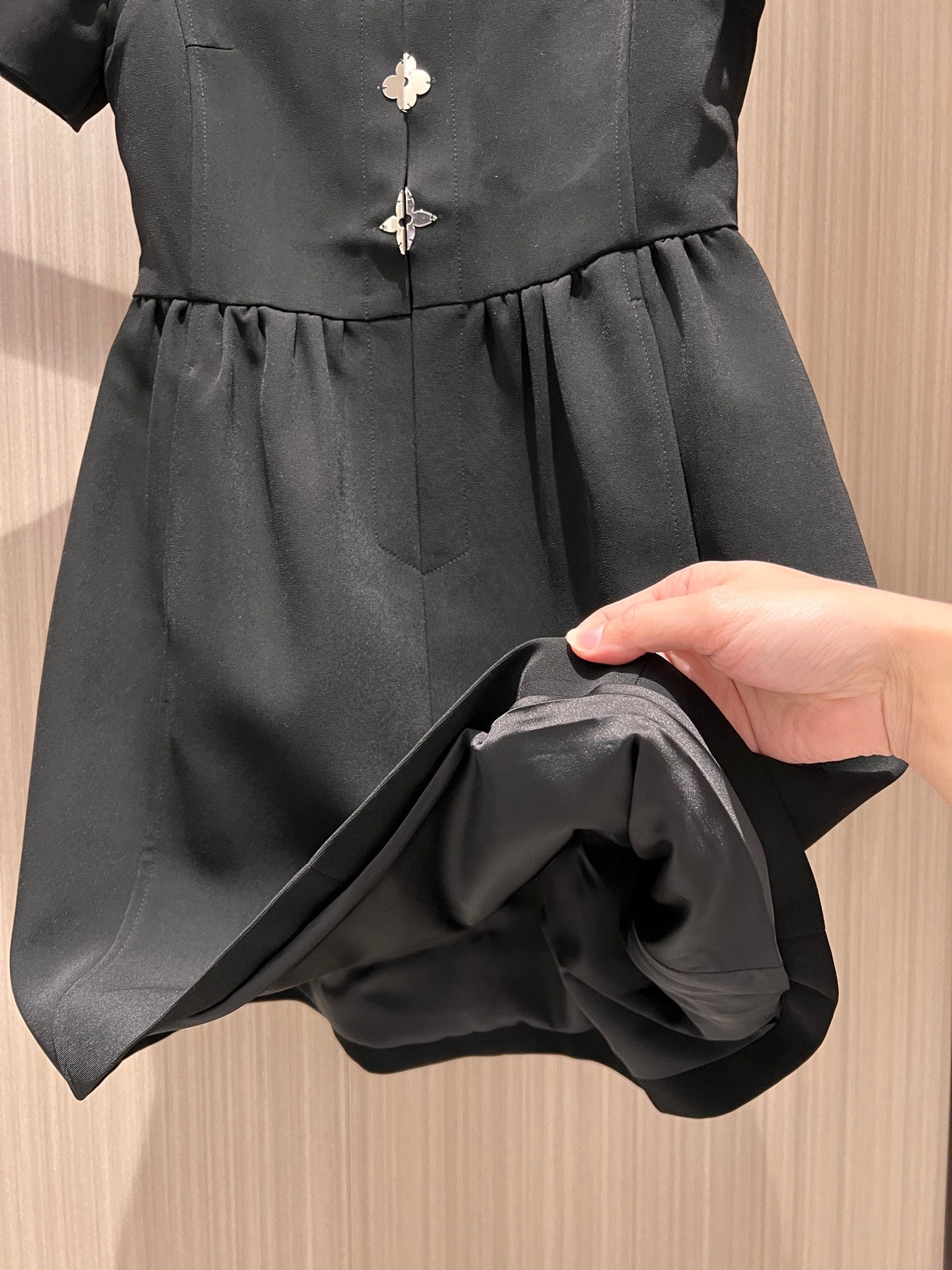 LV Flower Pieces Dress Black Polyester