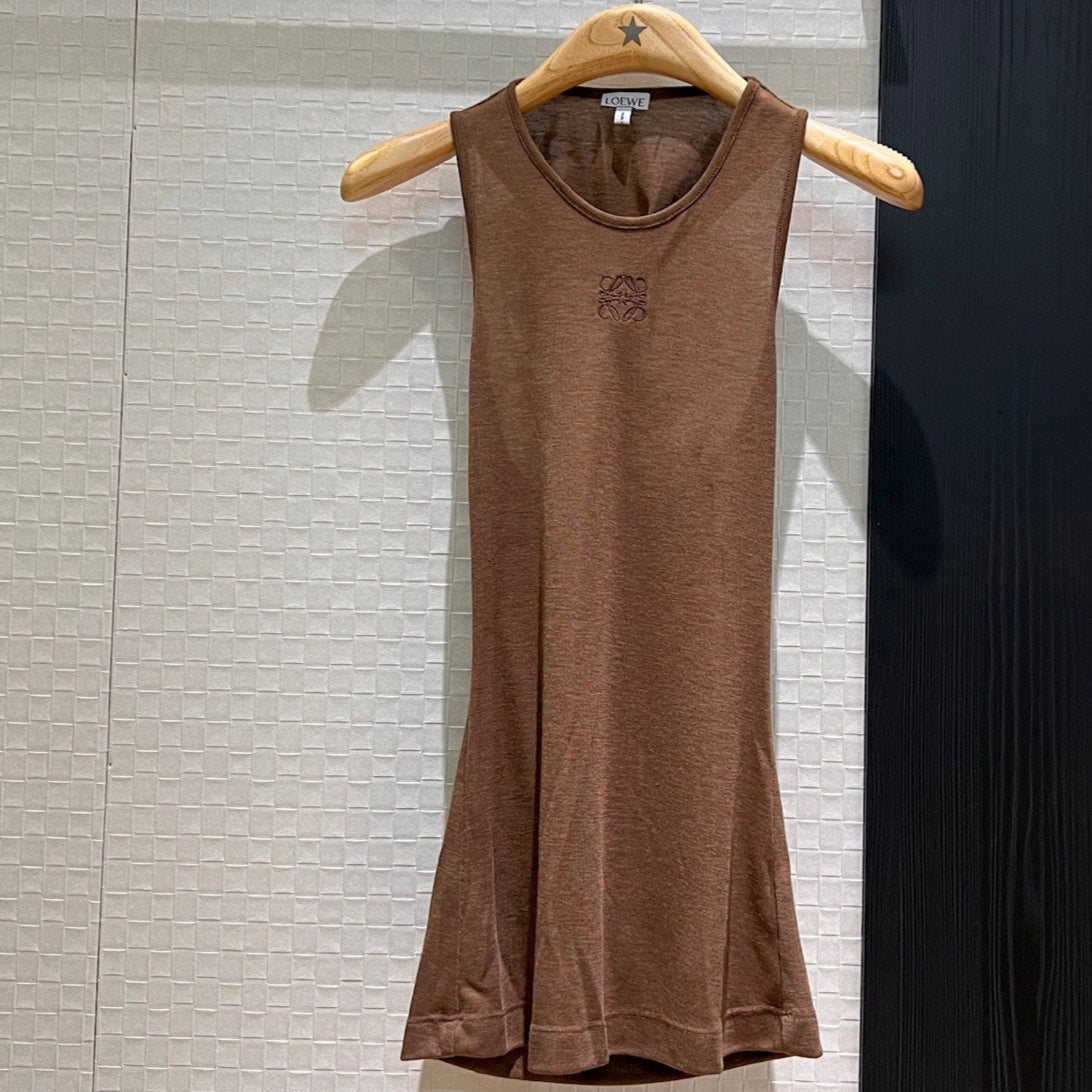 Loewe Embroidered Logo Knotted Vest Top Brown Polyester Fiber
