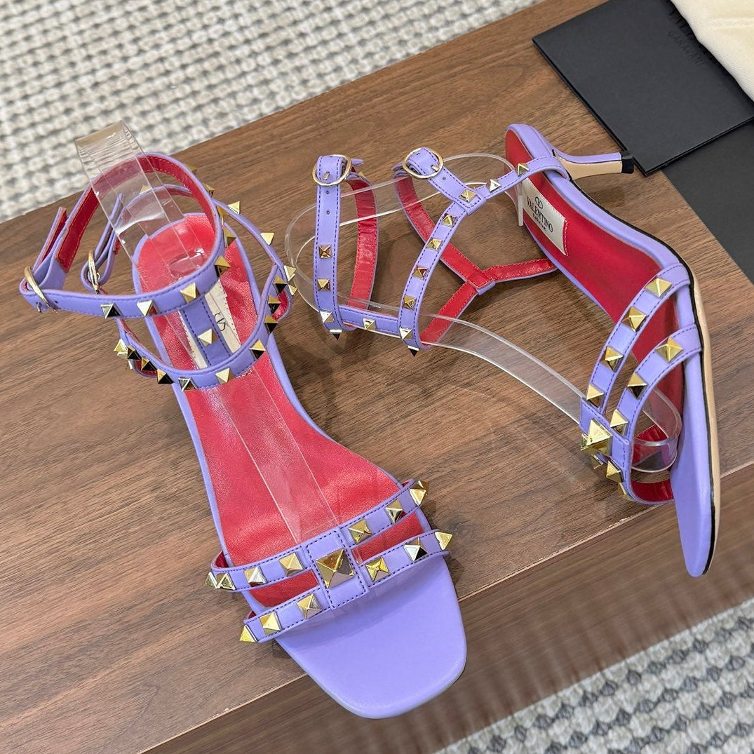 Valentino Garavani Rockstud Caged Calfskin 40mm Sandals 863342
