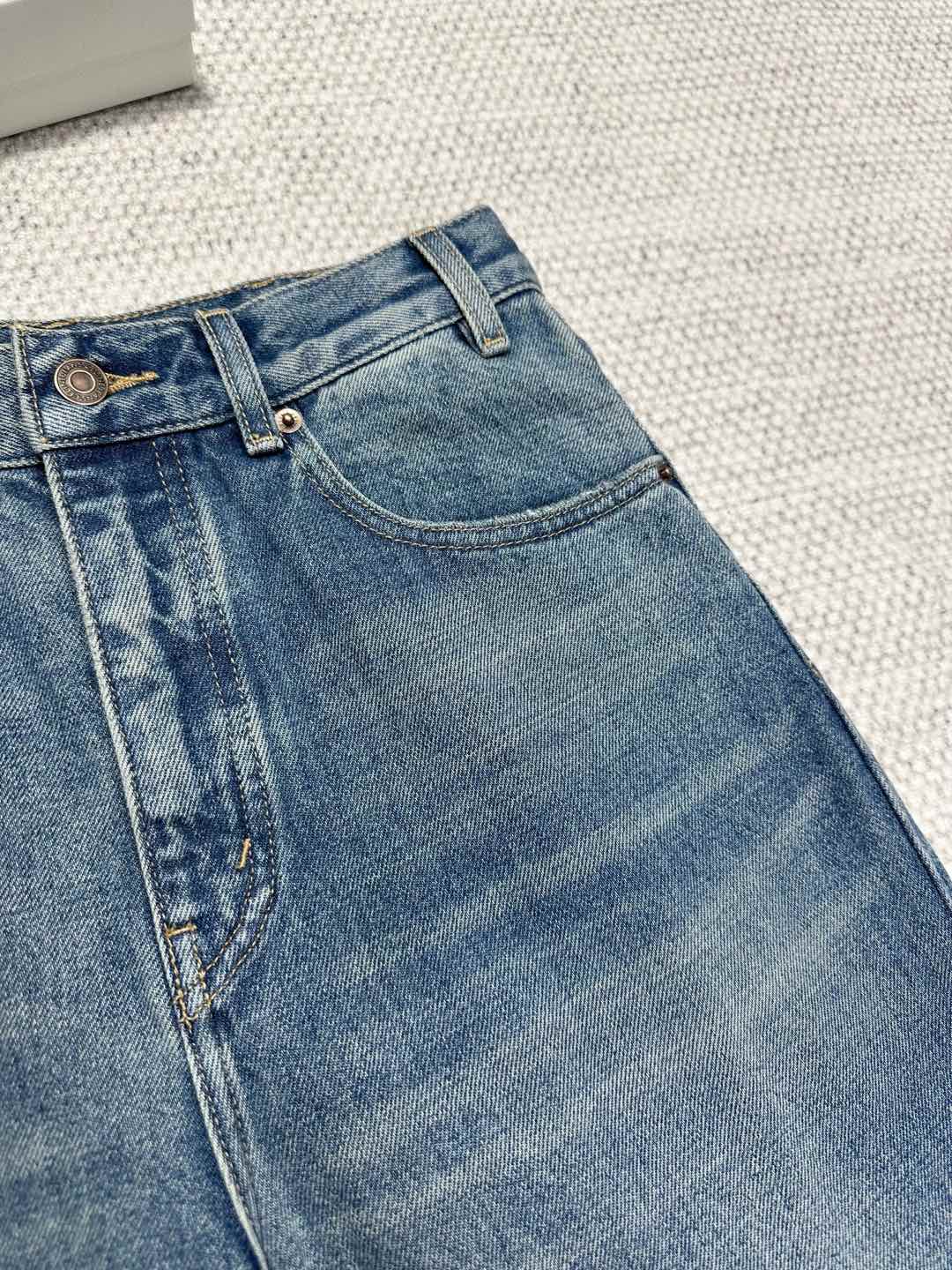Celine Wide-leg Jeans Light Blue Cotton
