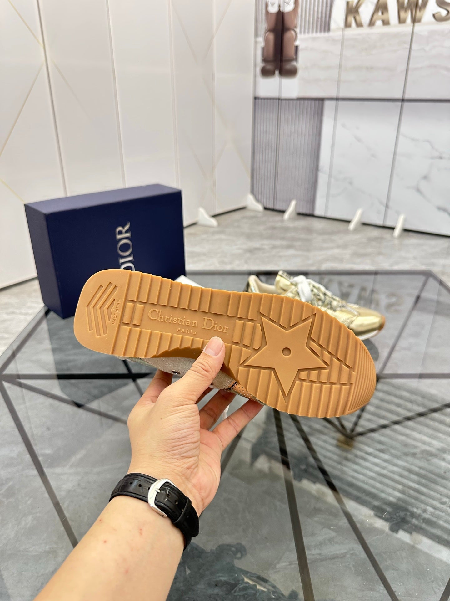 CD D-Sketch Sneaker Gold Nubuck Leather 647982