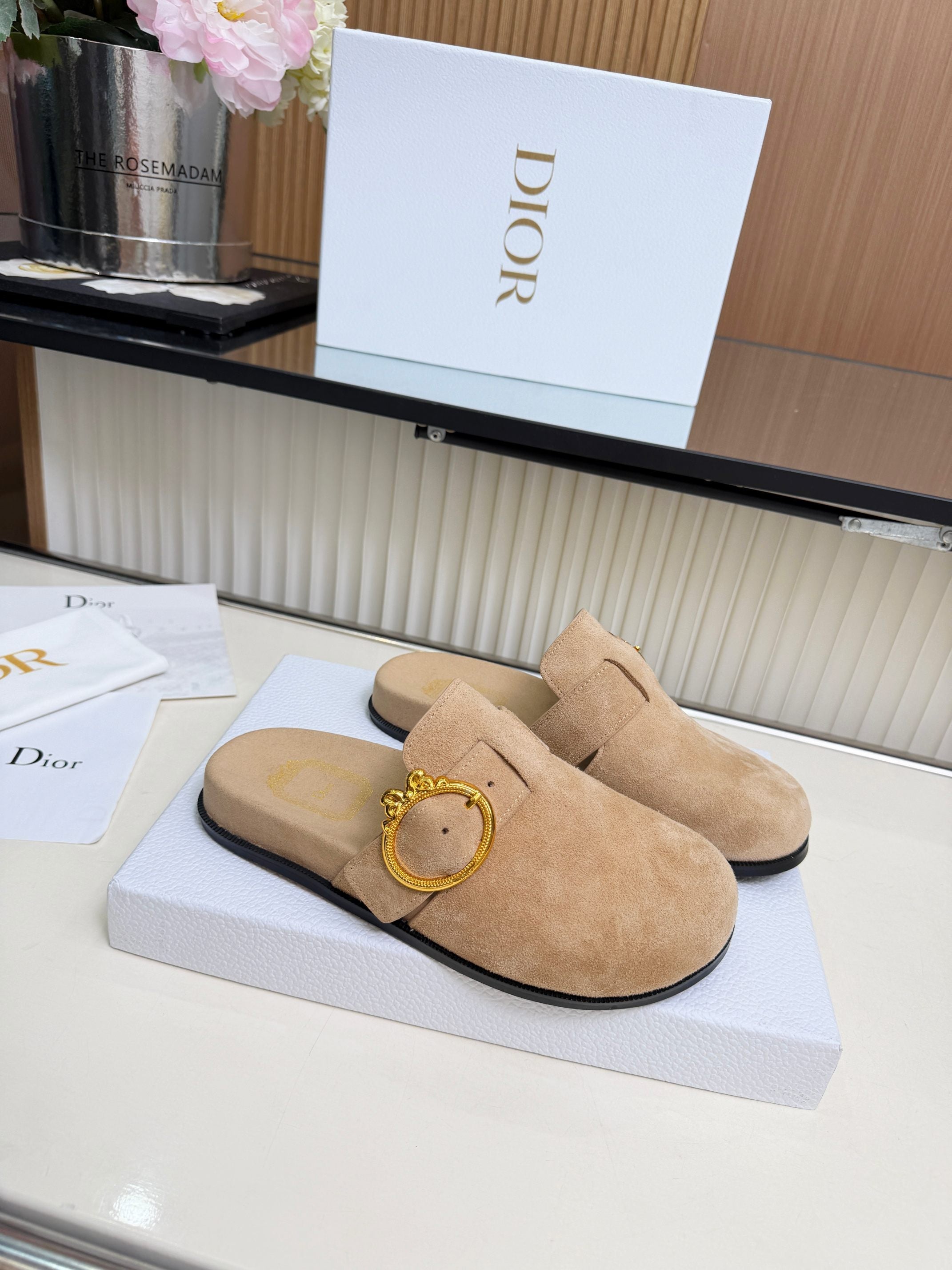 Dior 2026 Medaillon Buckle Mule Suede 911606