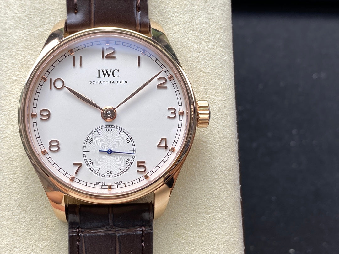 IWC Portuguese 40.4mm White Dial Pink Gold Case Leather