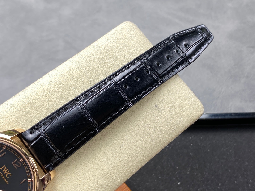 IWC Portuguese 40.4mm Black Dial Pink Gold Case Leather