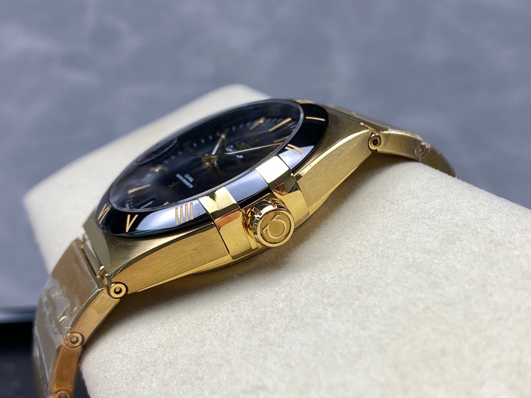 Omega Constellation Co-Axial Master Chronometer 41 mm Gold Strap Black Dial