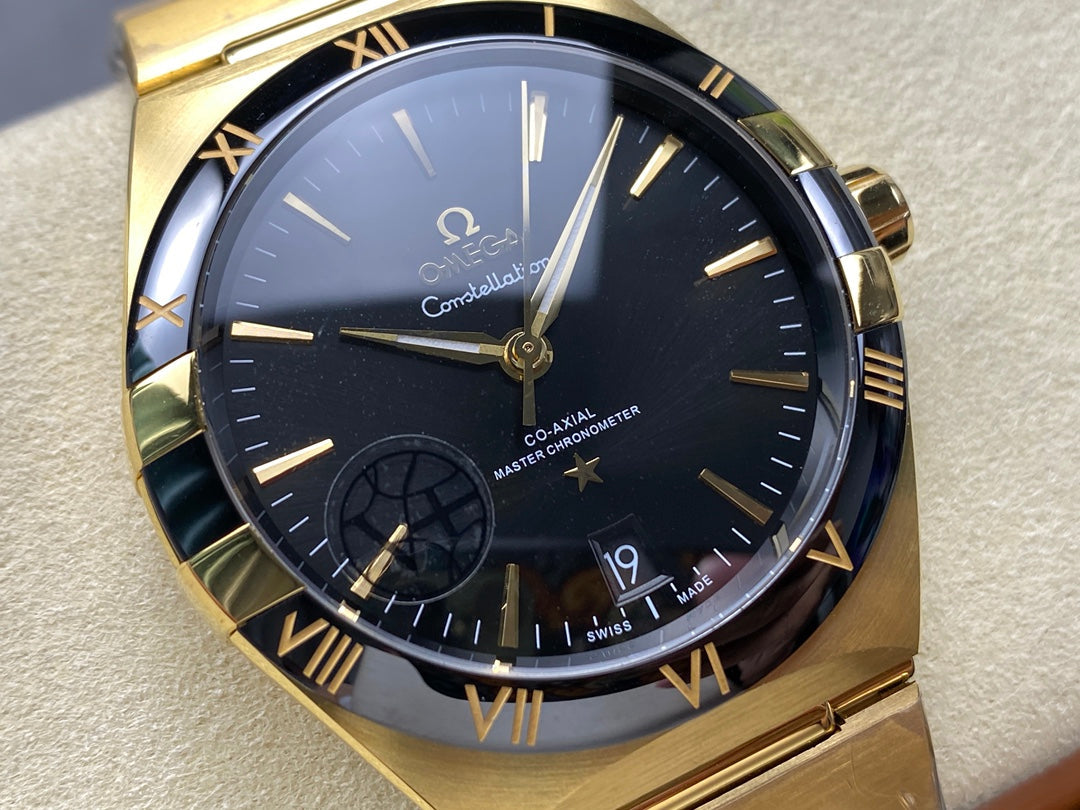 Omega Constellation Co-Axial Master Chronometer 41 mm Gold Strap Black Dial