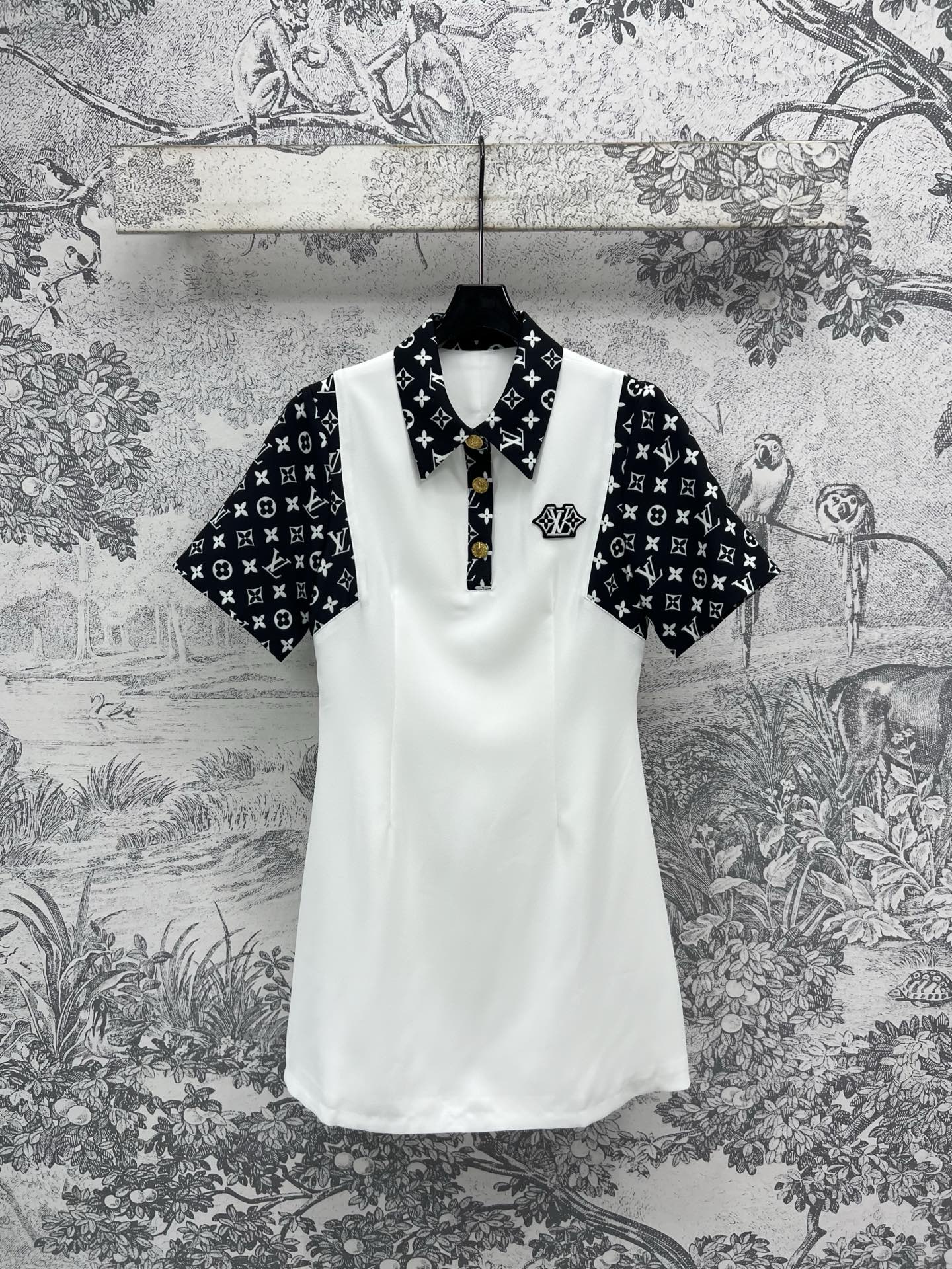 LV Classic L's Money Letter Print White Black Polyester