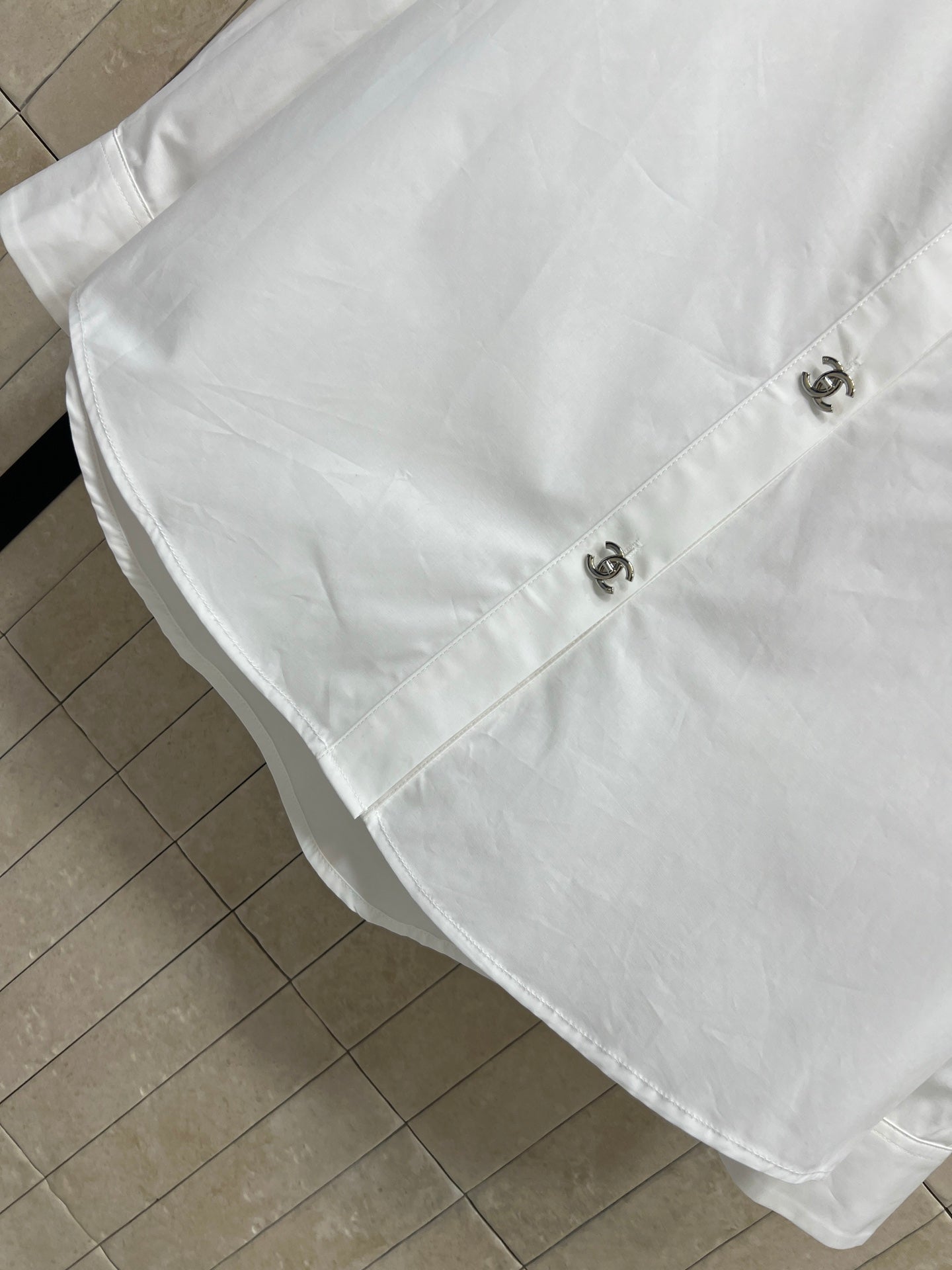 Chanel 2026 Logo Embroidered Shirt White Cotton 356991