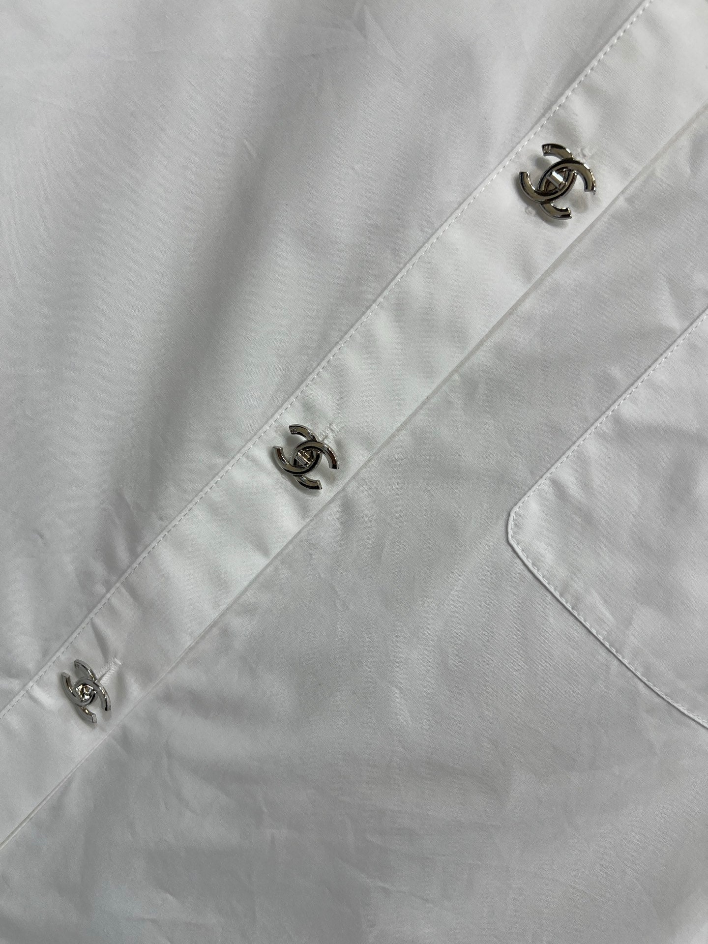 Chanel 2026 Logo Embroidered Shirt White Cotton 356991