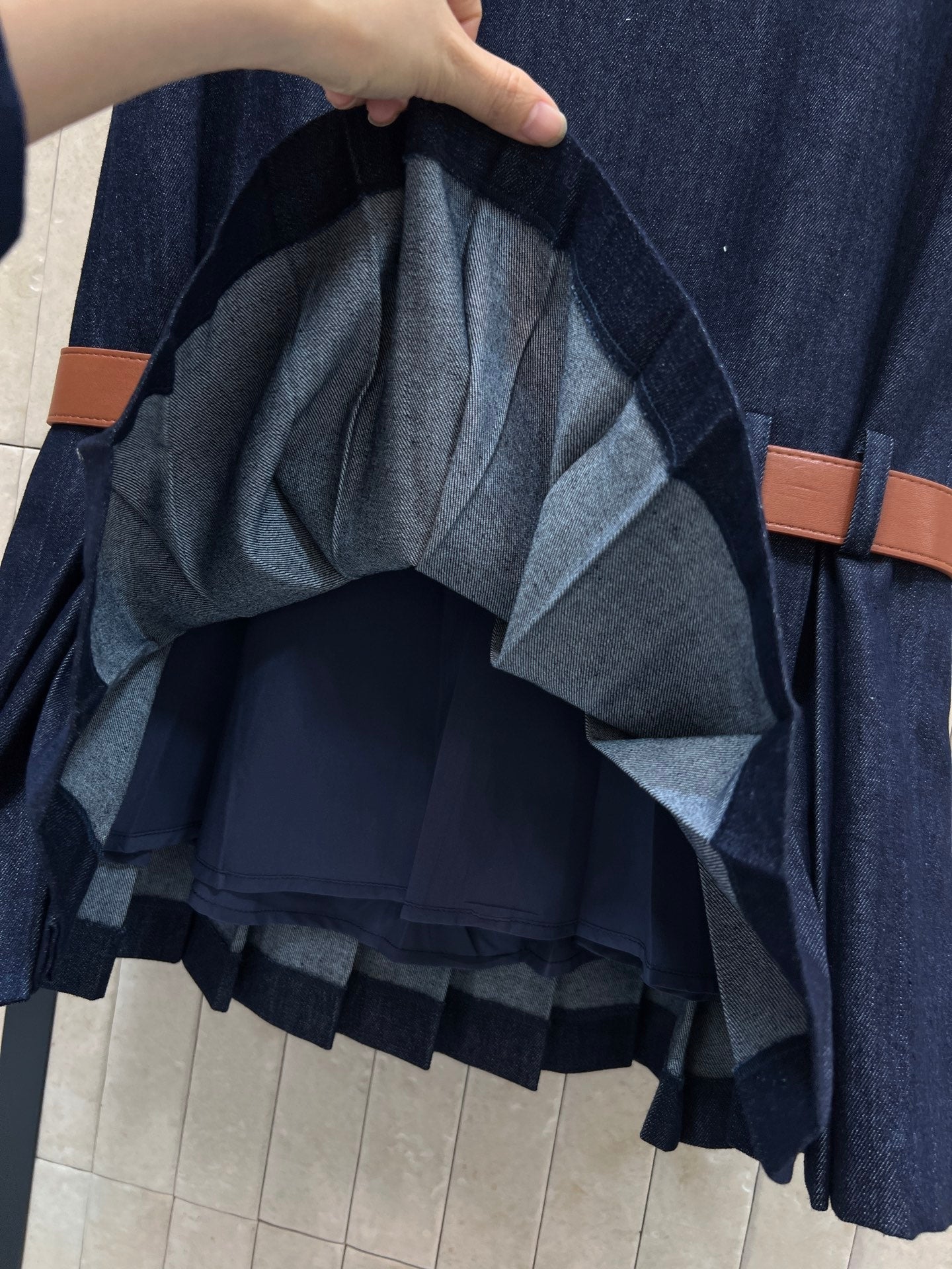 Miumiu 2026 Denim Sleeveless Dress Dark Blue Cotton 357003
