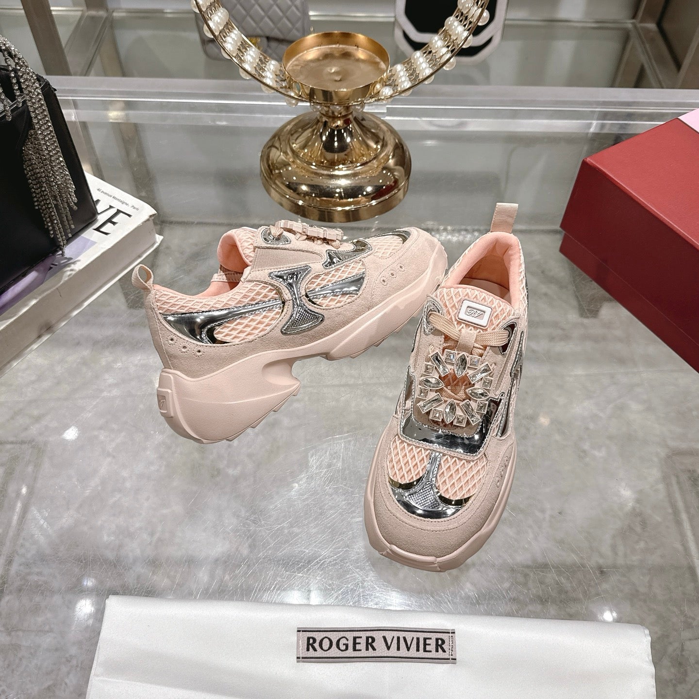 Viv 25 Diamond Sneaker Pink Cowhide Original Imported  235357