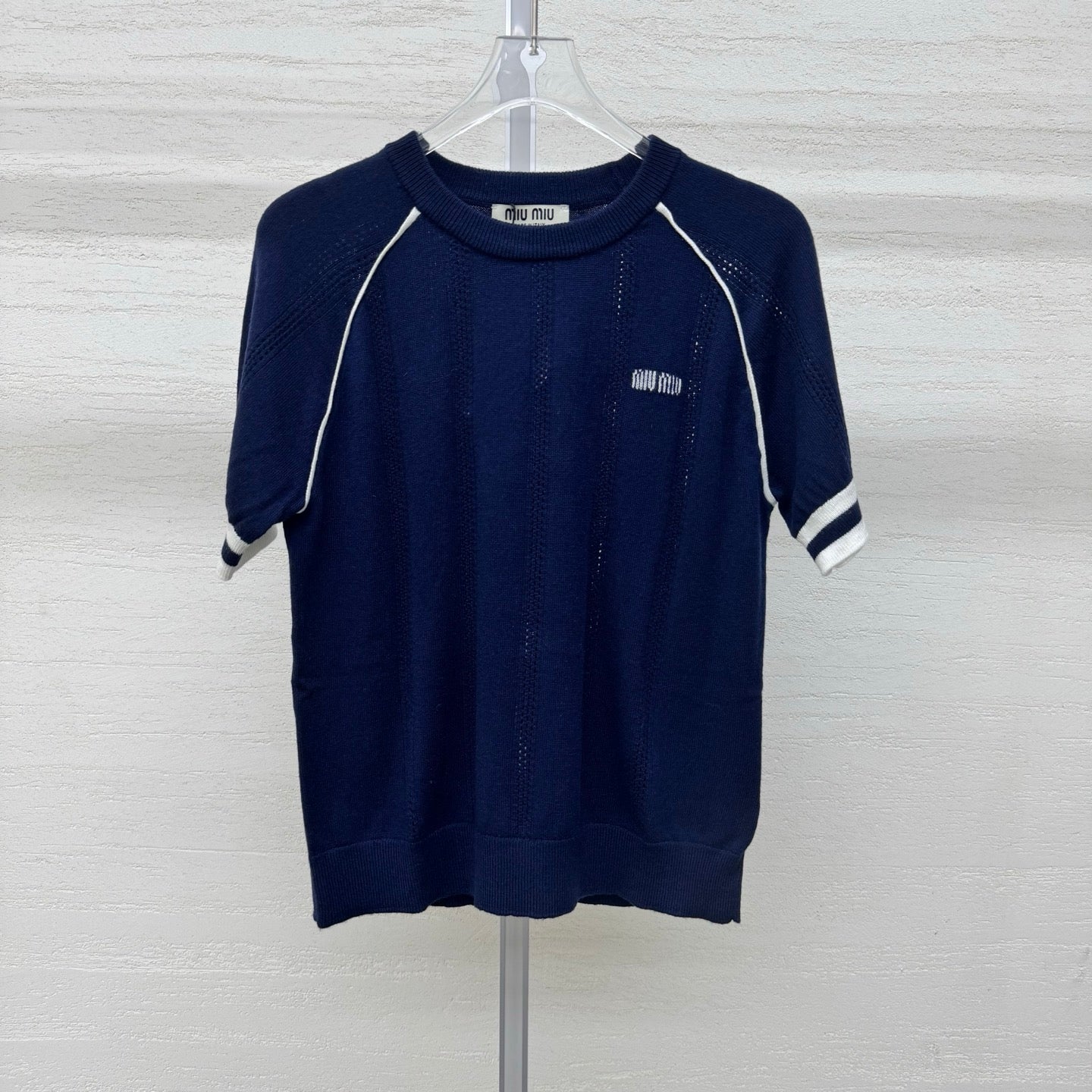 Miumiu 2026 T-shirt Blue White Wool Cashmere 356971