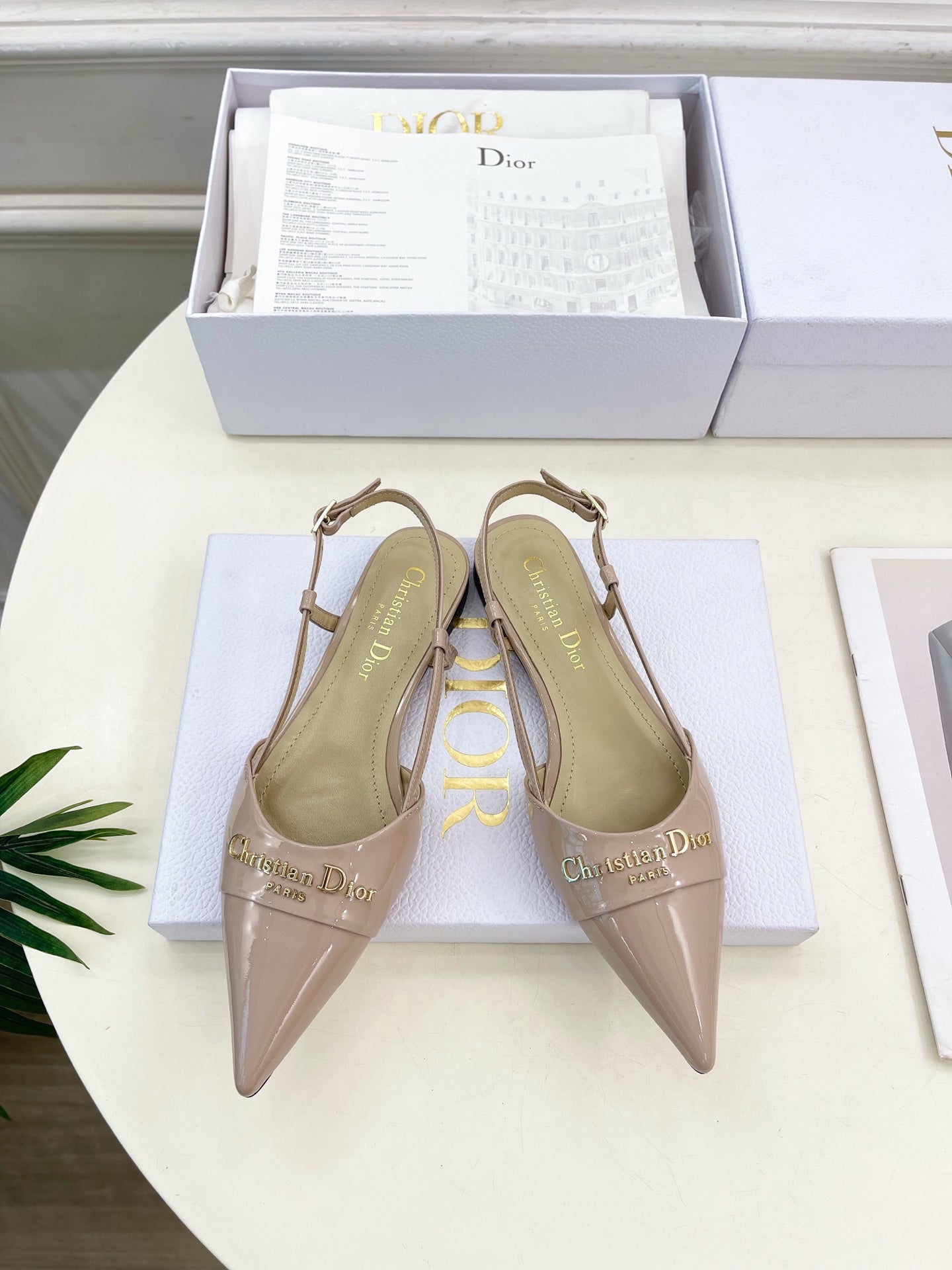 CD 25 Slingback Flat Nude Pink Patent Leather 307440