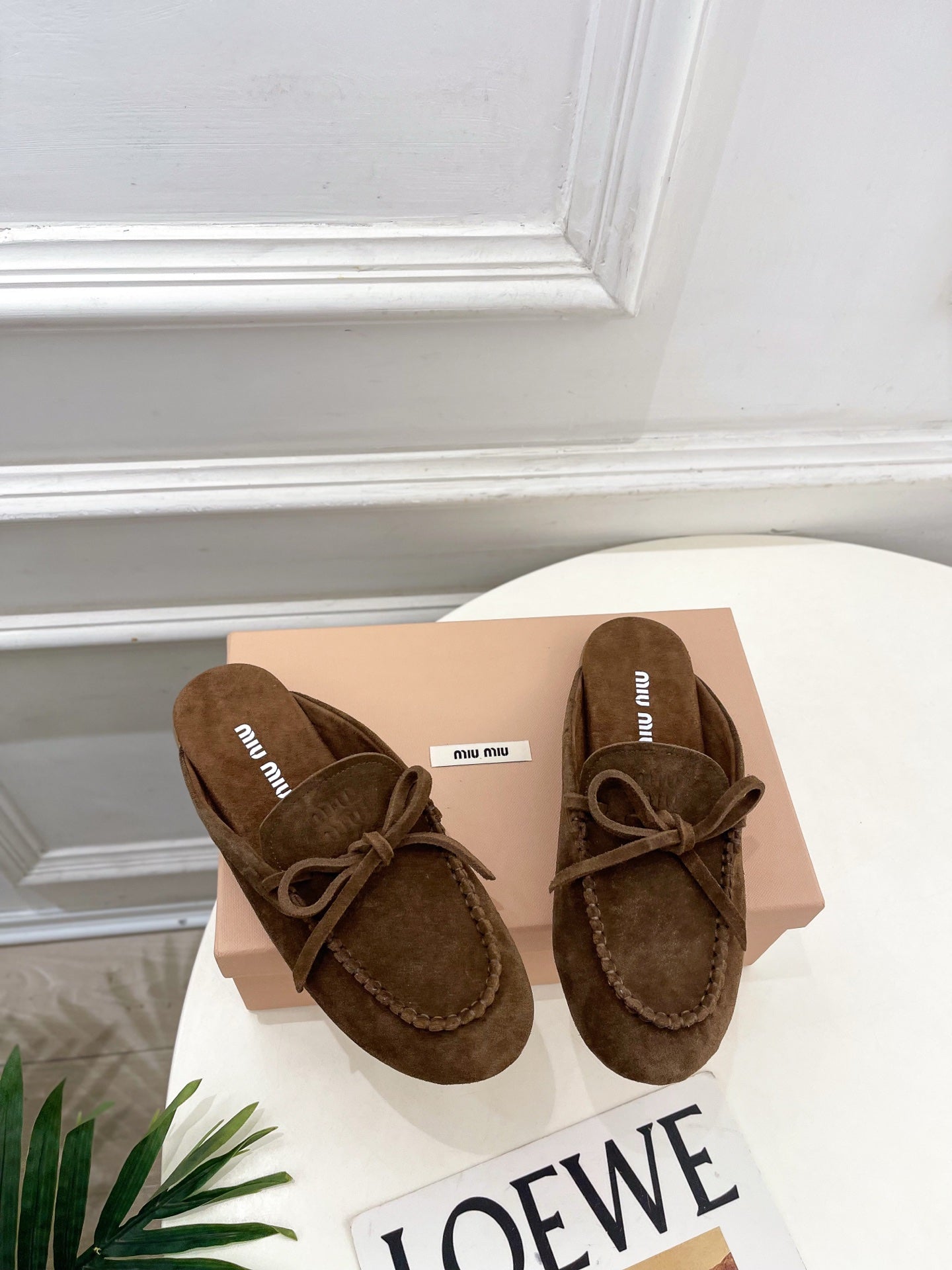 Miumiu 2026 Bow-tie Casual Loafers Brown Suede