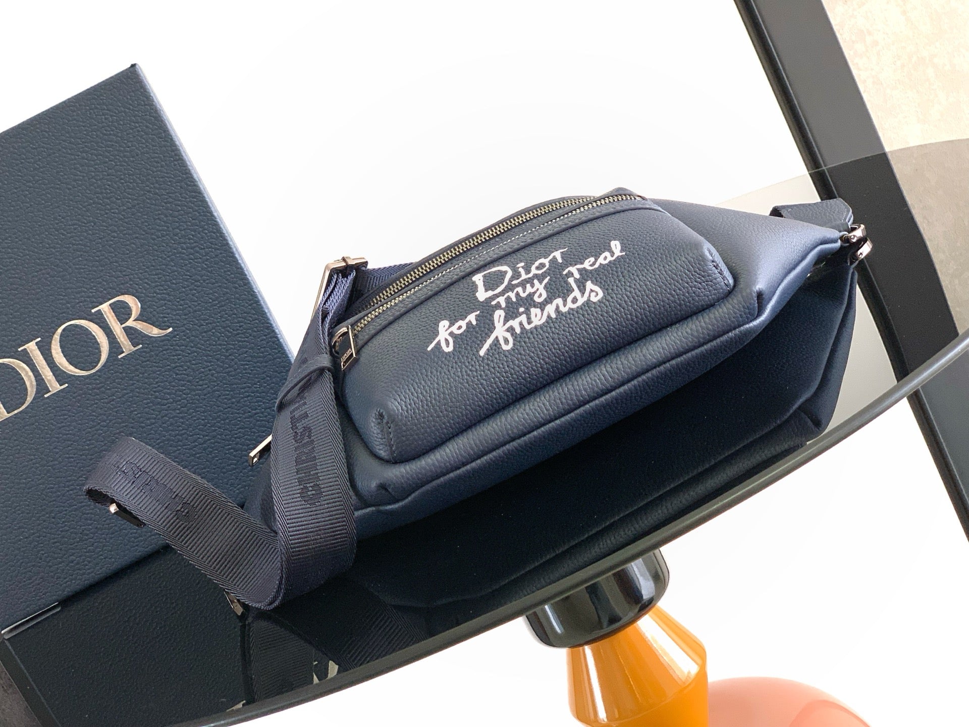 Dior Rider 2.0 Zipper Waist Bag Navy Blue Cowhide 336242