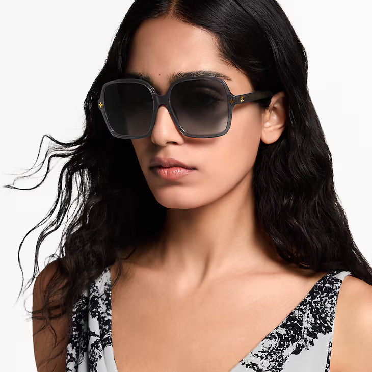 SQUARE SUNGLASSES 581356 IN WHITE ACETATE GREY LENSES