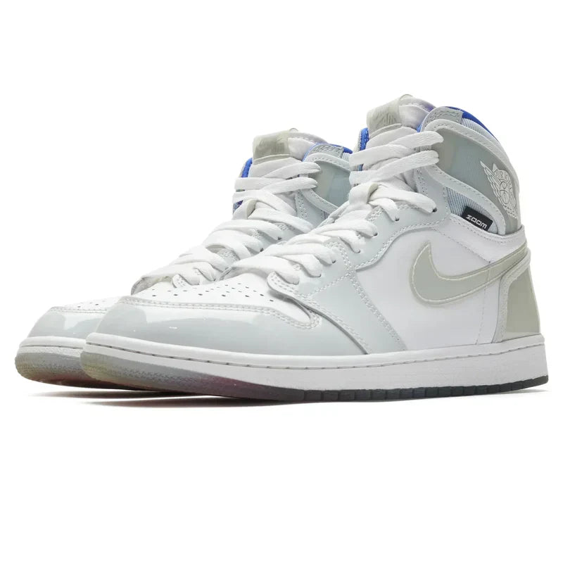 Nike Air Jordan 1 Retro White Light Gray Patent Leather Cowhide