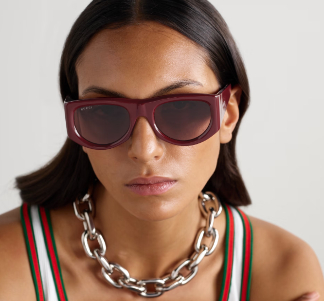 Gucci D-frame Burgundy Acetate Sunglasses