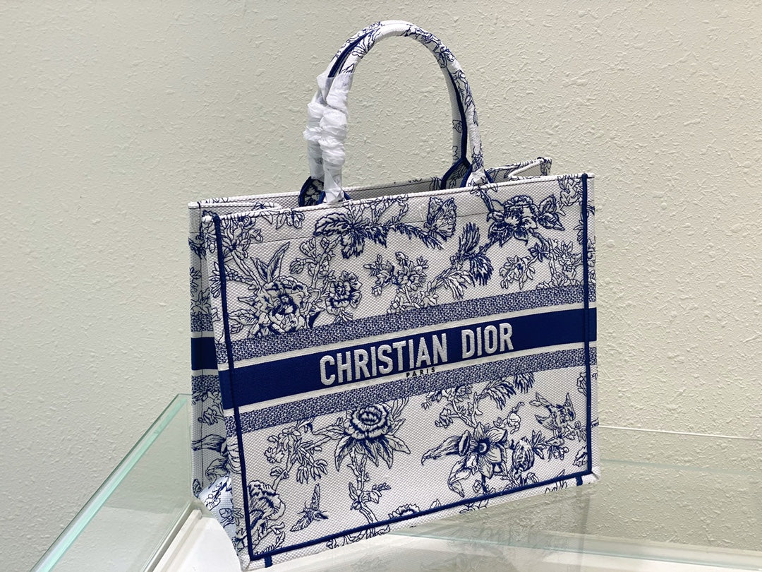 Large CD Book Tote 42cm Jardin Botanique Blue